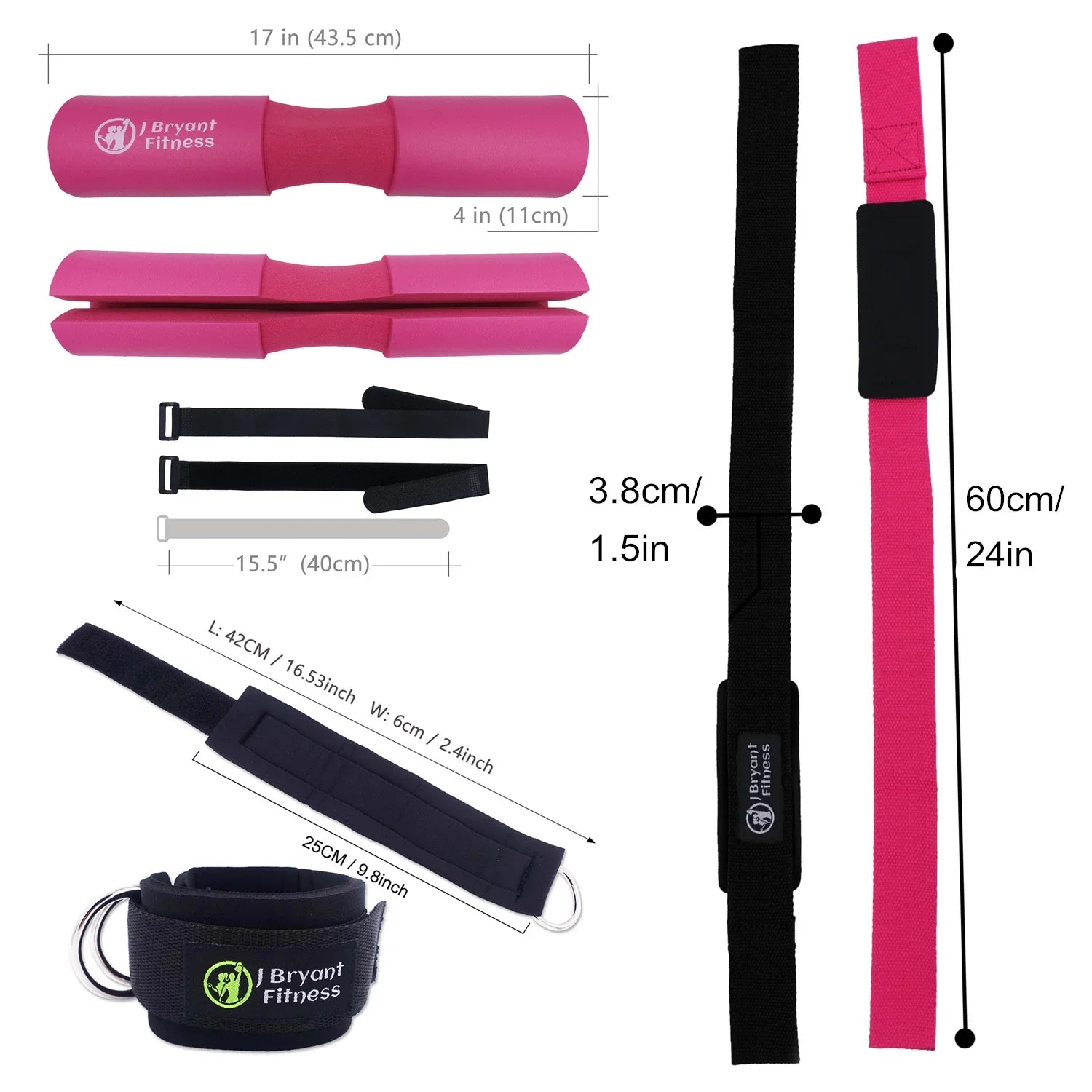 3 in 1 Barbell Pad Set with Carry Bag Wrist Wraps Ankle Straps