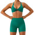Baller Babe criss cross bra and shorts set Green