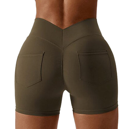 khaki green gym shorts with pockets women activewear australia