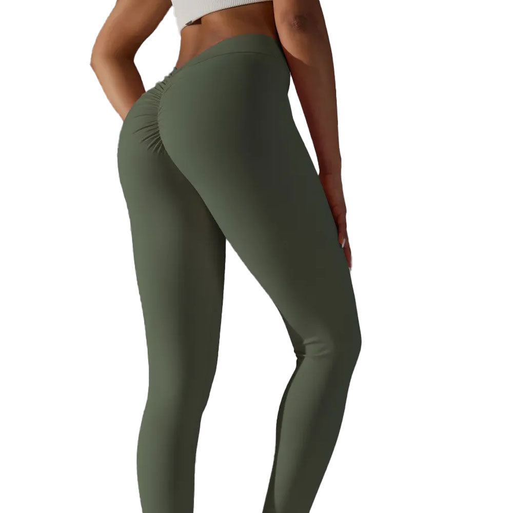 Brazilian Scrunch Leggings with V Back V2 - Khaki Green