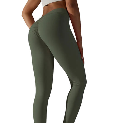 Brazilian Scrunch Leggings with V Back V2 - Khaki Green