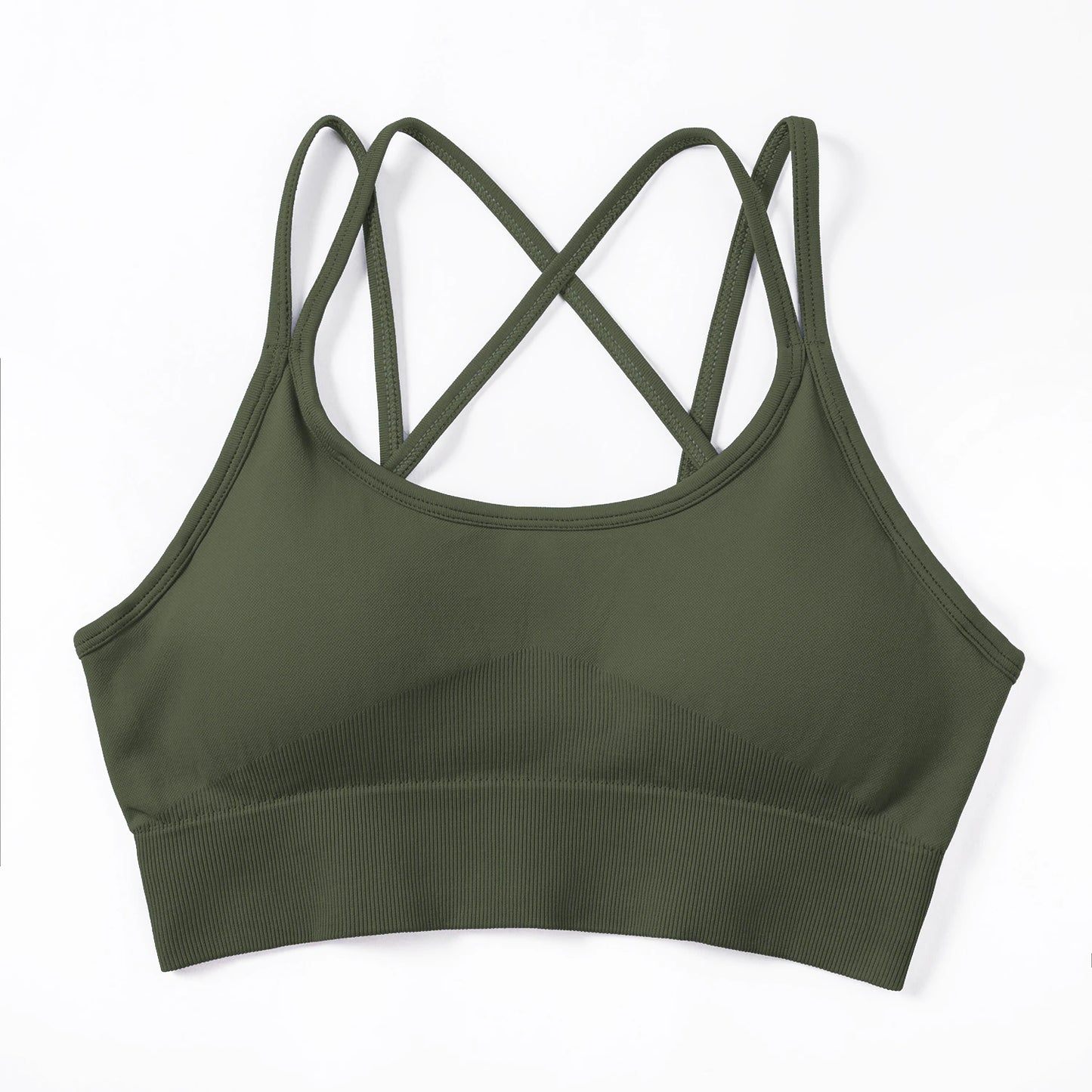 Seamless Giselle Active Shorts with Crop Top Khaki Green