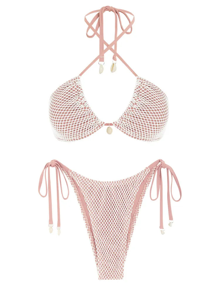 Zaful Meshed Bikini Top and Bottom (Set)