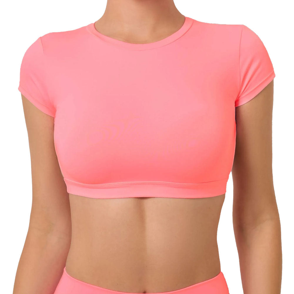 Adonis Pink Cropped Backless T-Shirt
