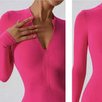 Baller Babe Long Sleeve Zipper Bodysuit Shorts Pink