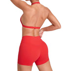 Deep V Bra Gym Halter Crop with Shorts Set