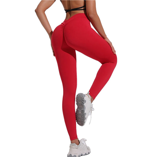 Red Brazilian Scrunch Leggings with V Back