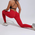 Red Brazilian Scrunch Leggings with V Back
