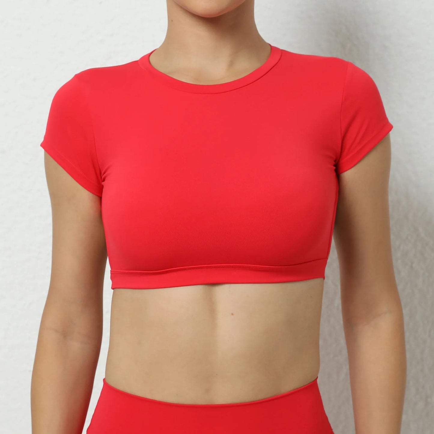 Adonis Pink Cropped Backless T-Shirt