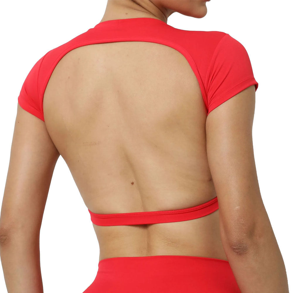 Adonis Red Cropped Backless T-Shirt