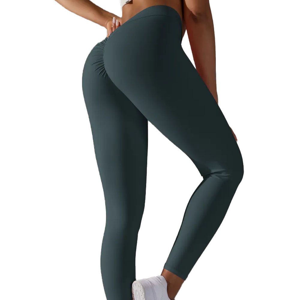 Brazilian Scrunch Leggings with V Back Forest Green