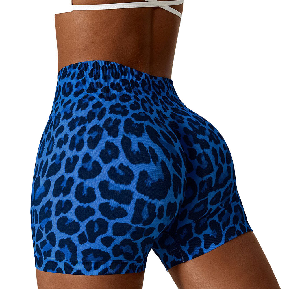 seamless blue animal print activewear gym shorts