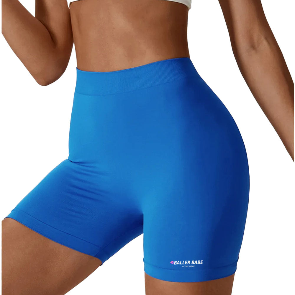 V-Waist Back Seamless Shorts Blue