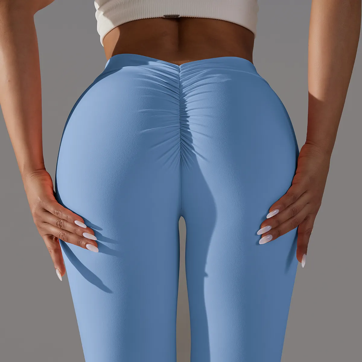 Brazilian Scrunch Leggings with V Back V2 - Sky Blue