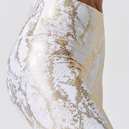 Baller Babe Snake print leggings gold cream