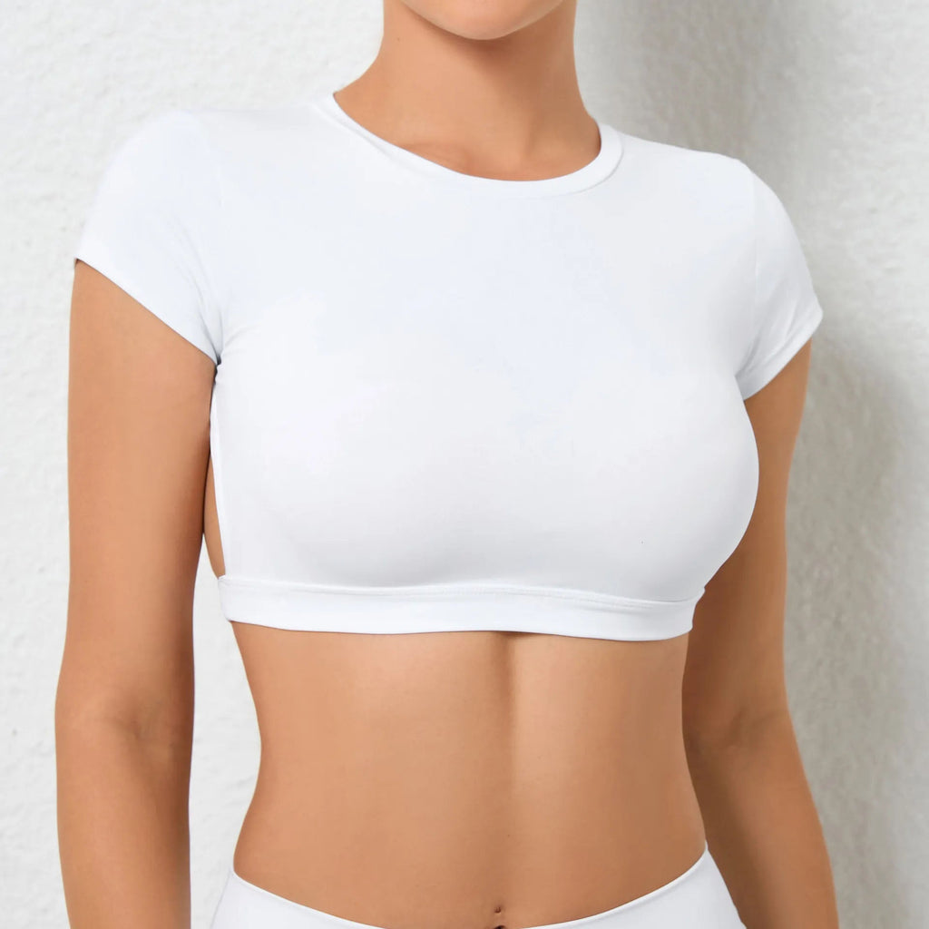 Adonis Pink Cropped Backless T-Shirt