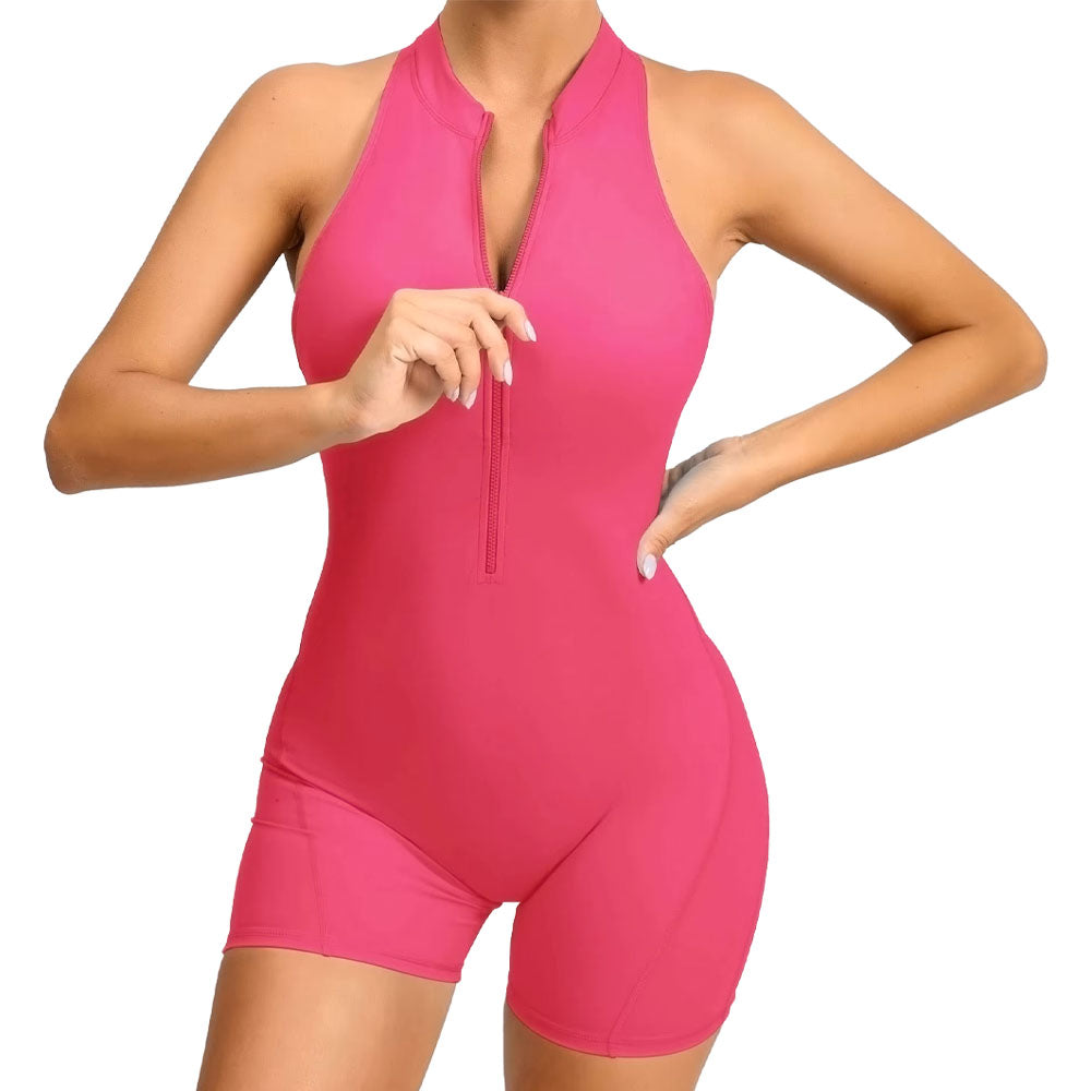 Baller Babe gym Bodysuit with Zip Green