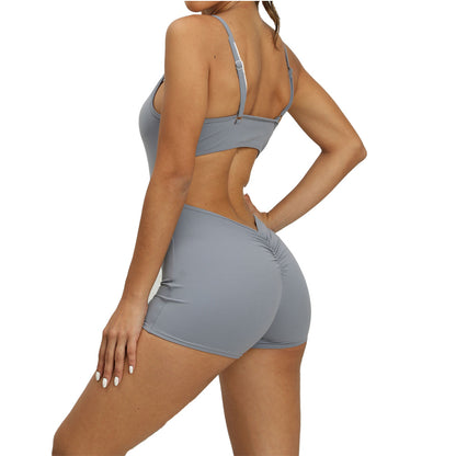 Baller Babe Backless Bodysuit Short - Grey