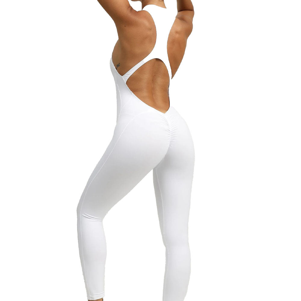 Full Length gym Bodysuit with Zip White