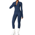 Baller Babe Full Length Long Sleeve Zipper Bodysuit Navy Blue