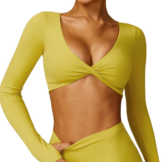 Malani V2 Long Sleeve Crop Top Yellow