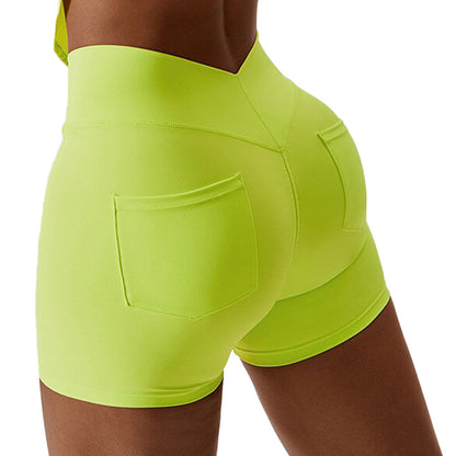 bright yellow  gym shorts with pockets women activewear australia