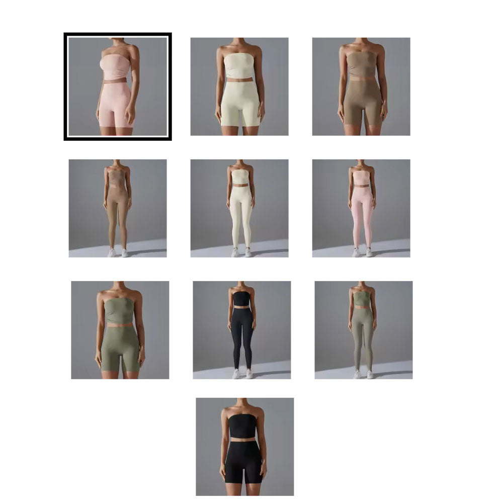 Alexi Yoga Bandeau Top with Shorts Or Leggings