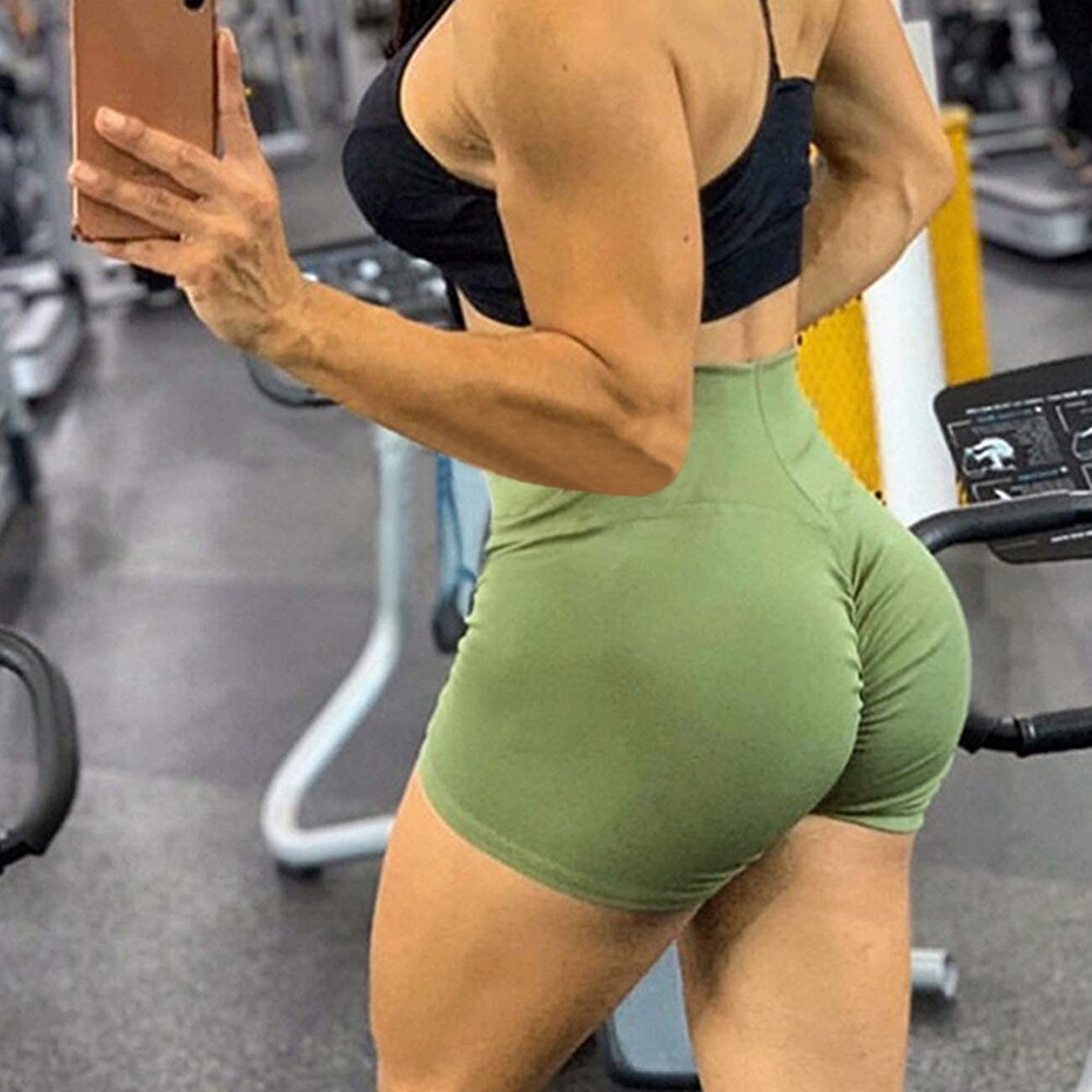 buy short shorts booty scrunch green khaki womens activewear