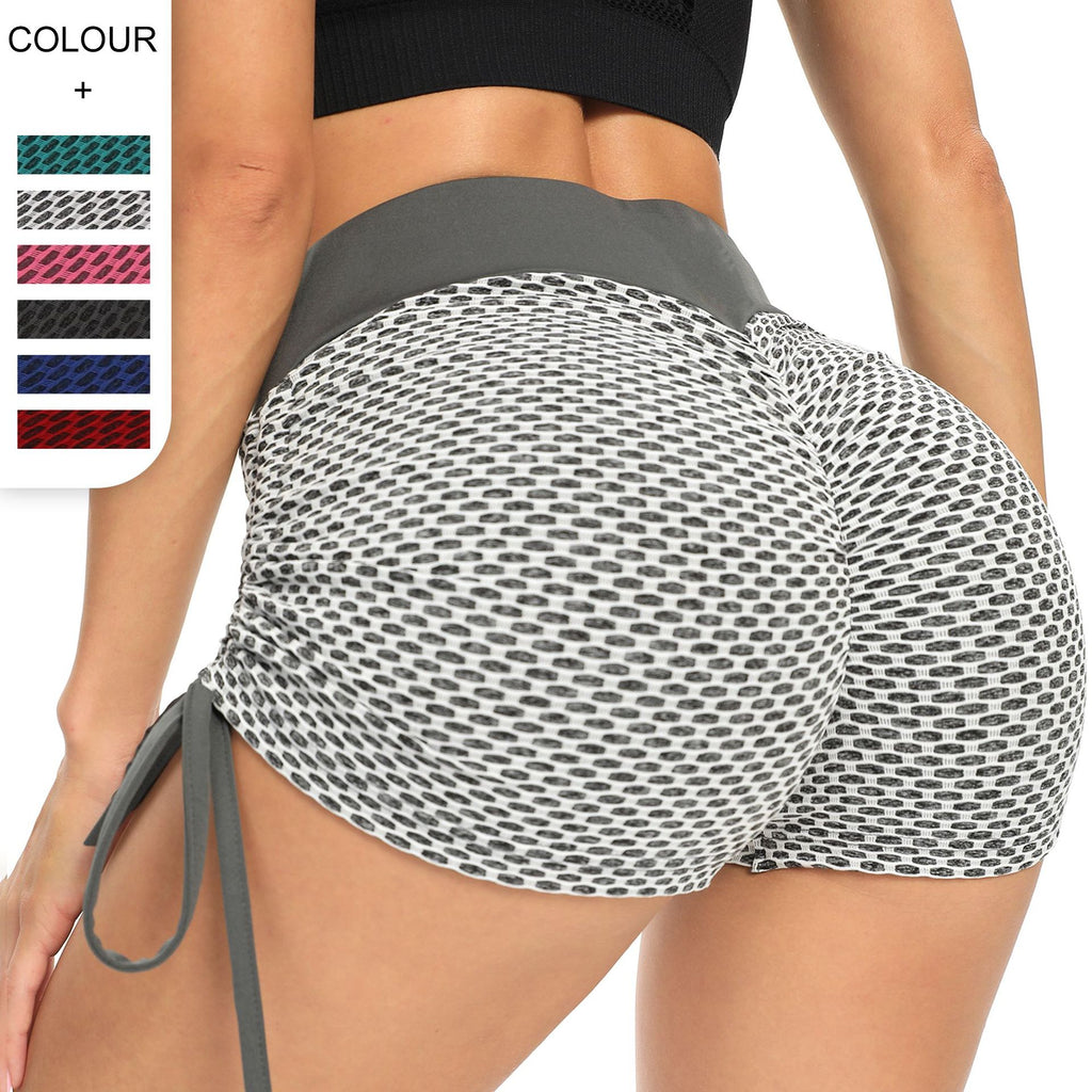 GREY honeycomb tie up activewear shorts