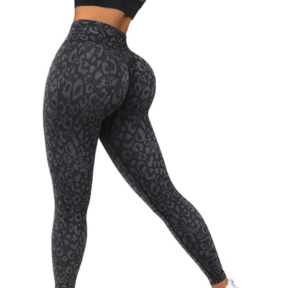 back scrunch leopard print leggings for exercise
