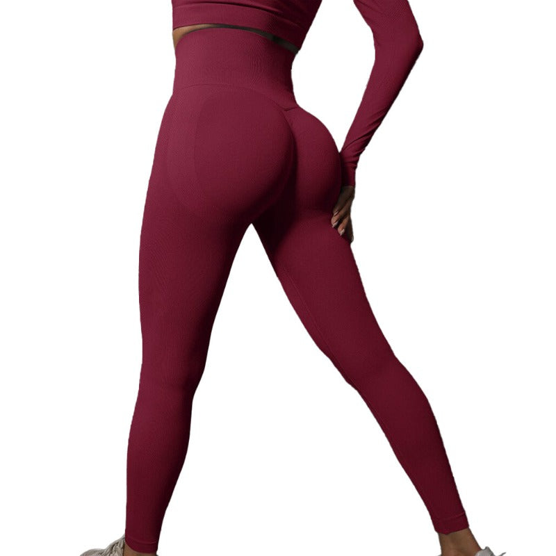 red maroon yoga leggings back seamless
