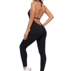 Baller Babe Halter Bodysuit Open Back V Scrunch
