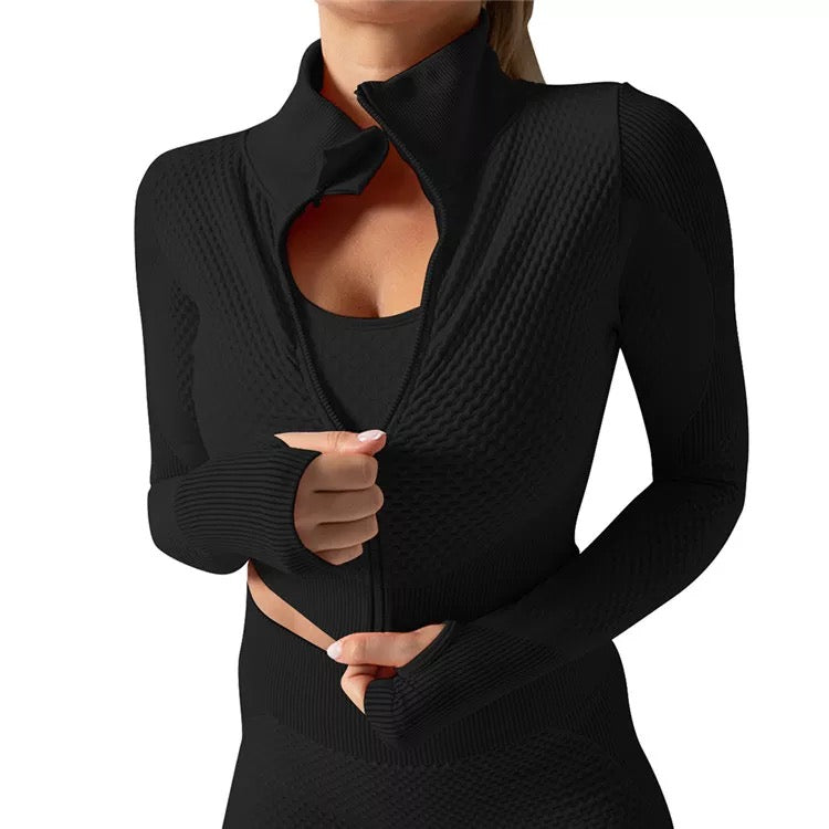 Baller Babe Activewear Jacket in Black with Zipper