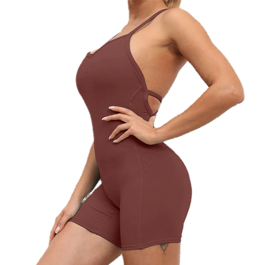 Baller Babe jumpsuit one piece Shorts Brown