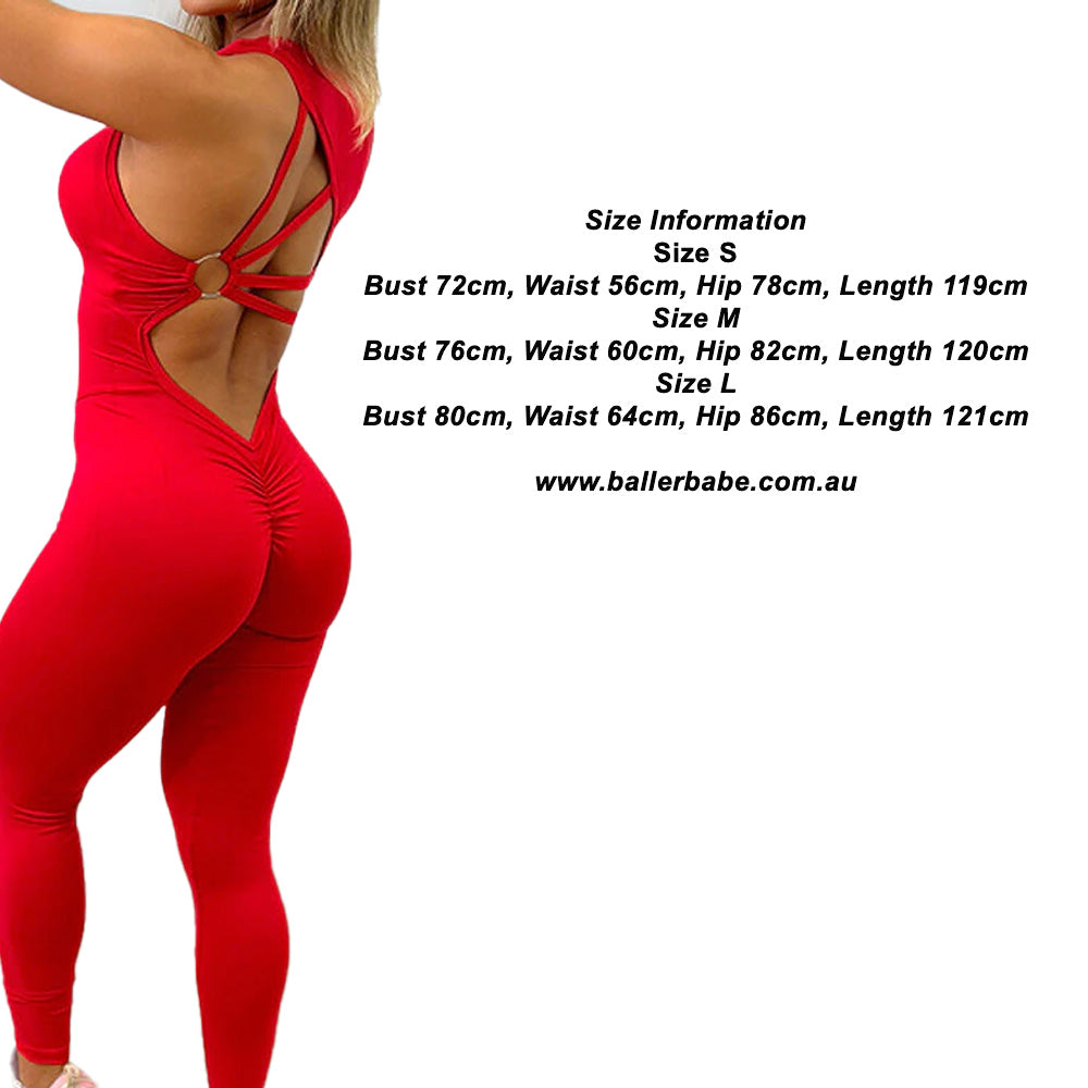 Tiffany Active wear Bodysuit Romper Leggings Red