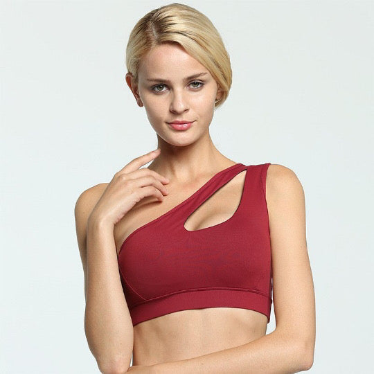Red crop top bra baller babe