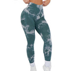 Lightning Marble Scrunch Butt Leggings - Forest Green