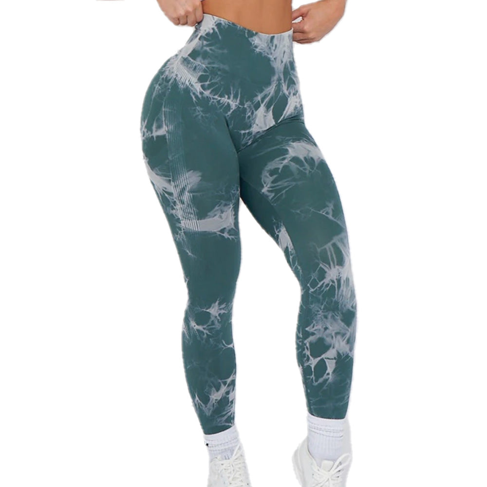 Lightning Marble Scrunch Butt Leggings - Skye Blue