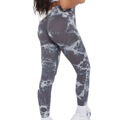 Lightning Marble Scrunch Butt Leggings - Grey