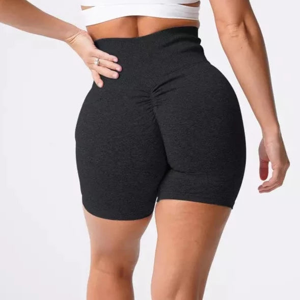 womens seamless scrunch shorts black