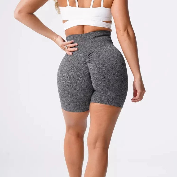 womens seamless scrunch shorts gray