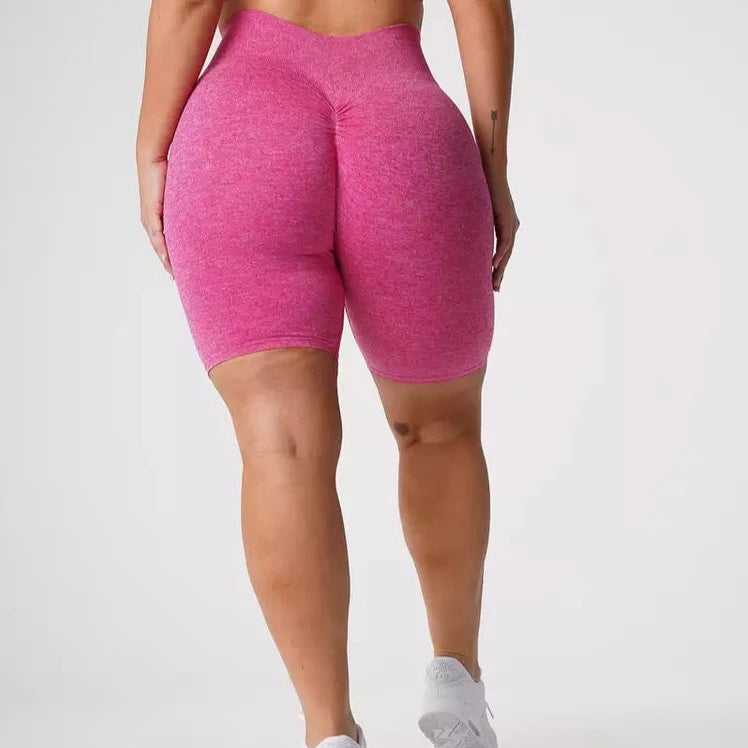 womens seamless scrunch shorts hot pink