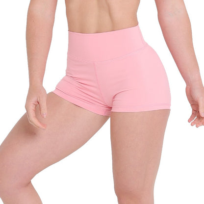 pink scrunch booty short shorts with high waist pink