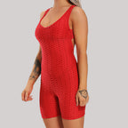 Black Textured Onsie Shorts Bodysuit