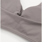 grey rusched muscle cleavage crop top for sport