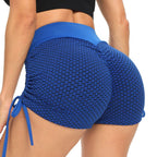 GREY honeycomb tie up activewear shorts
