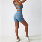 baby blue womens shorts with pocket nylon spandex