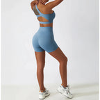 baby blue womens shorts with pocket nylon spandex