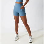 baby blue womens shorts with pocket nylon spandex