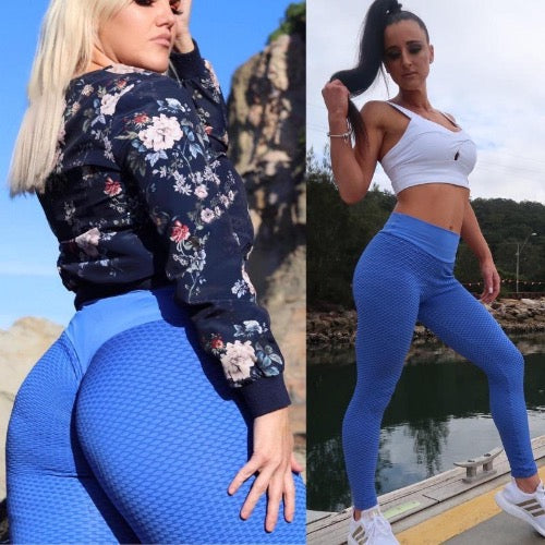 Blue scrunch leggings TikTok tights plus size workout pants